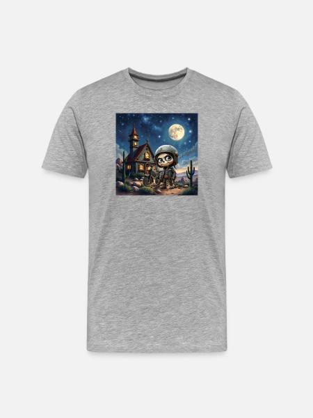 Biker Girl Night Skull - Men's Premium Organic T-Shirt - heather grey