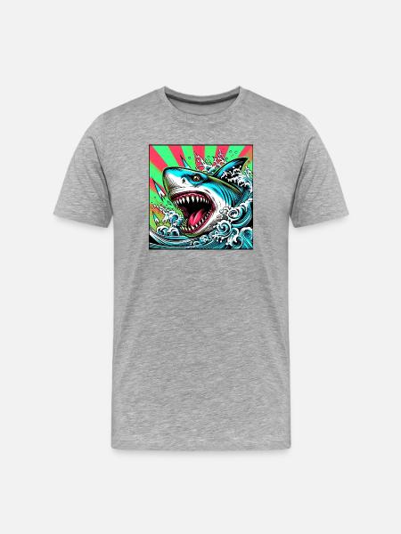 Hai - Männer Premium Bio T-Shirt - Grau meliert