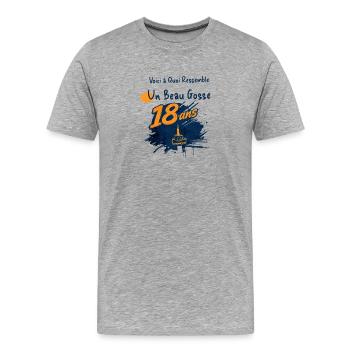 Humour 18 Ans Cadeau Anniversaire Beau Gosse - T-shirt bio Premium Homme - gris chiné - Devant - Damien (186cm)