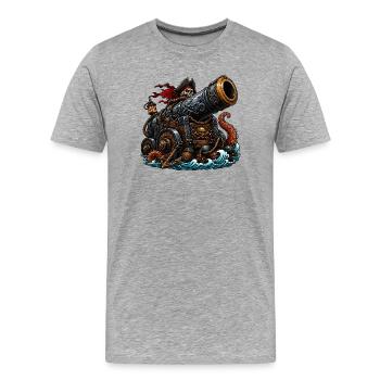 Piratenschiff mit Kanone und Kraken - T-shirt bio Premium Homme - gris chiné - Devant - Damien (186cm)