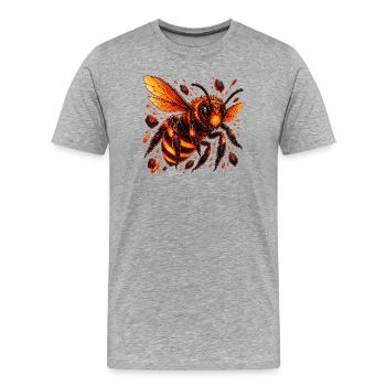 Abeille mellifère enflammée avec des cristaux de lave - T-shirt bio Premium Homme - gris chiné - Devant - Damien (186cm)