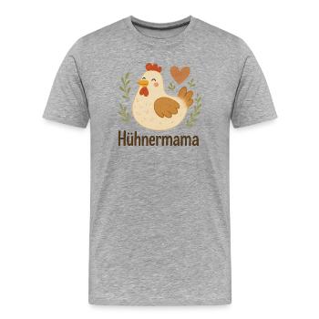 Hühnermama Fröhliche Henne - Männer Premium Bio T-Shirt - Grau meliert - Vorne - Damien (186cm)