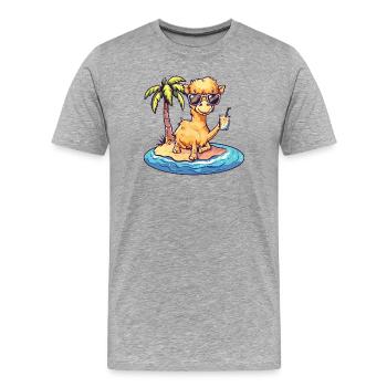 Palmier d’été chameau - T-shirt bio Premium Homme - gris chiné - Devant - Damien (186cm)