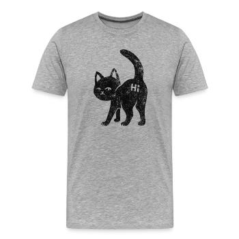 Hi-Cat – Chat espiègle avec de l’attitude - T-shirt bio Premium Homme - gris chiné - Devant - Damien (186cm)