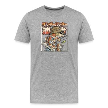 Zander Raubfischangler  - Männer Premium Bio T-Shirt - Grau meliert - Vorne - Damien (186cm)