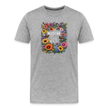 Fleurir Là où la vie commence Jardin - T-shirt bio Premium Homme - gris chiné - Devant - Damien (186cm)