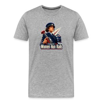 Zugschaffnerinnen Frauen betreiben Schienen Laternen-Ticket-Wortspiel - Männer Premium Bio T-Shirt - Grau meliert - Vorne - Damien (186cm)