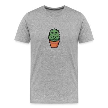 Cactus Impertinent dans un Pot - T-shirt bio Premium Homme - gris chiné - Devant - Damien (186cm)
