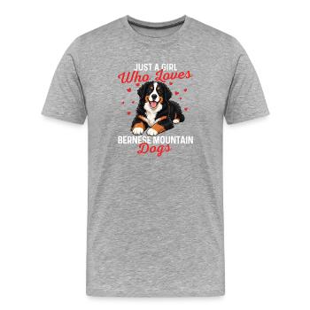 Mädchen liebt Berner Sennenhunde Berner Mama - Männer Premium Bio T-Shirt - Grau meliert - Vorne - Damien (186cm)