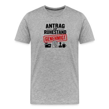 Antrag auf Ruhestand - Genehmigt! - Männer Premium Bio T-Shirt - Grau meliert - Vorne - Damien (186cm)
