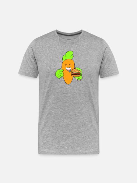 Karotten-Burger essen - Männer Premium Bio T-Shirt - Grau meliert