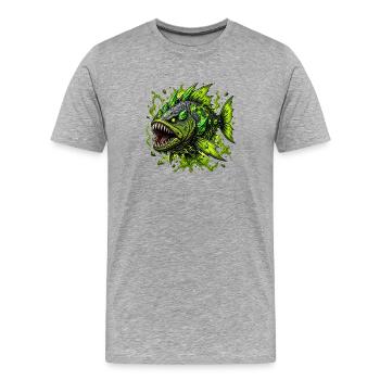 Monstre Vert des Profondeurs Marines - T-shirt bio Premium Homme - gris chiné - Devant - Damien (186cm)