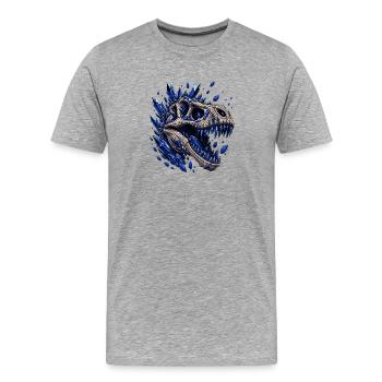 Crâne de Dino en Cristal avec des Cristaux Bleus - T-shirt bio Premium Homme - gris chiné - Devant - Damien (186cm)