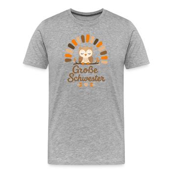 Schwester Eule – Süßes Geschwister Design - Männer Premium Bio T-Shirt - Grau meliert - Vorne - Damien (186cm)