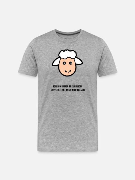 Cartoon Schaf Gesicht - Männer Premium Bio T-Shirt - Grau meliert