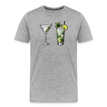 Cocktail Kollektion: Martini & Mojito - Männer Premium Bio T-Shirt - Grau meliert - Vorne - Damien (186cm)