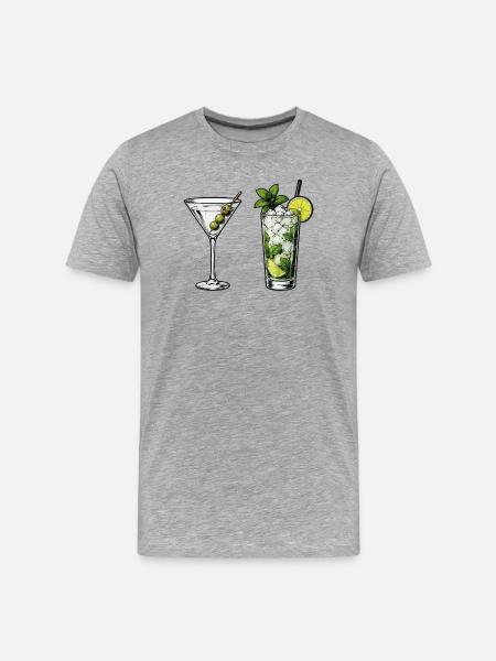 Cocktail Kollektion: Martini & Mojito - Männer Premium Bio T-Shirt - Grau meliert