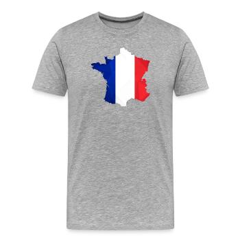 Frankreich Karte Fußballsommer Grafik Tricolore - Männer Premium Bio T-Shirt - Grau meliert - Vorne - Damien (186cm)