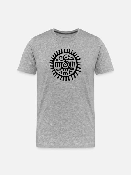 Azteken Vogel Symbol - Männer Premium Bio T-Shirt - Grau meliert