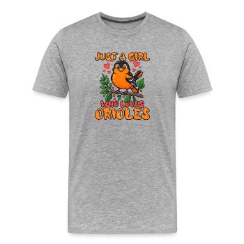 Juste une fille qui adore les orioles. - T-shirt bio Premium Homme - gris chiné - Devant - Damien (186cm)