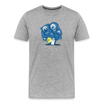 Monstres aux yeux bleus avec une fleur - T-shirt bio Premium Homme - gris chiné - Devant - Damien (186cm)