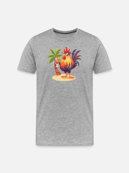 Palmier d’été Coq - T-shirt bio Premium Homme - gris chiné