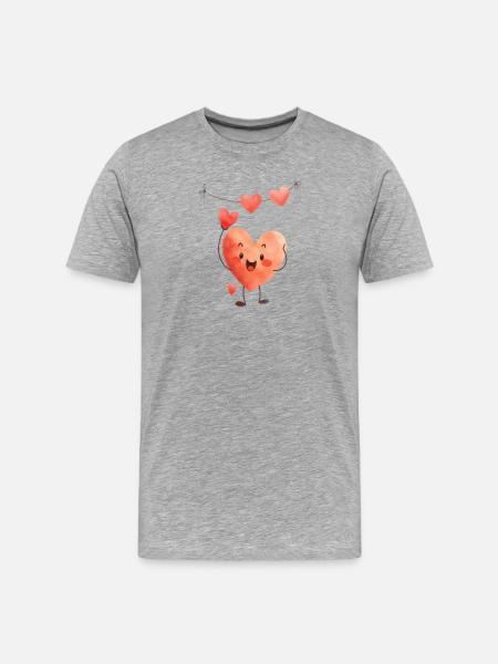 Hearts on the clothesline - Men's Premium Organic T-Shirt - heather grey