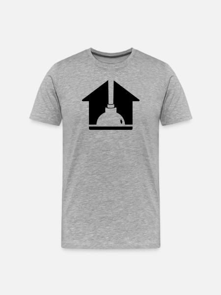 Klempner Pömpel Haus Logo - Männer Premium Bio T-Shirt - Grau meliert