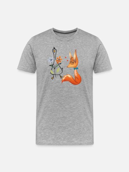 Fuchs und Gans - Männer Premium Bio T-Shirt - Grau meliert