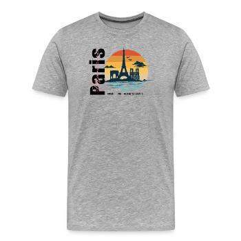 Paris Skyline Vintage Frankreich - Männer Premium Bio T-Shirt - Grau meliert - Vorne - Damien (186cm)