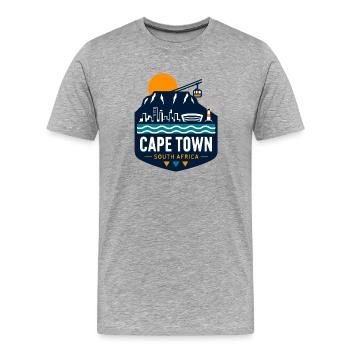 Cape Town Skyline Küsten Kabelbahn - Männer Premium Bio T-Shirt - Grau meliert - Vorne - Damien (186cm)