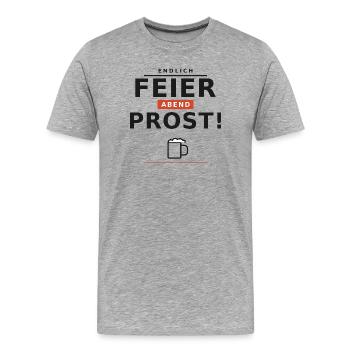 Endlich Feierabend – Prost! - Männer Premium Bio T-Shirt - Grau meliert - Vorne - Damien (186cm)