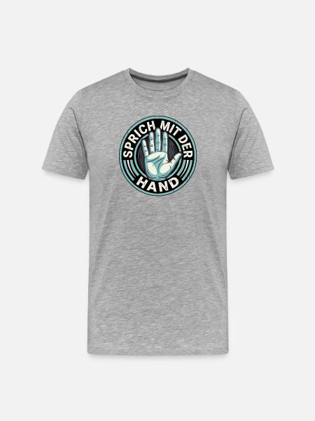 Funny saying with the hand - Men's Premium Organic T-Shirt - heather grey