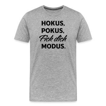Hocus Pocus Fuck You Mode Saying - Men's Premium Organic T-Shirt - heather grey - Front - Damien (186cm)