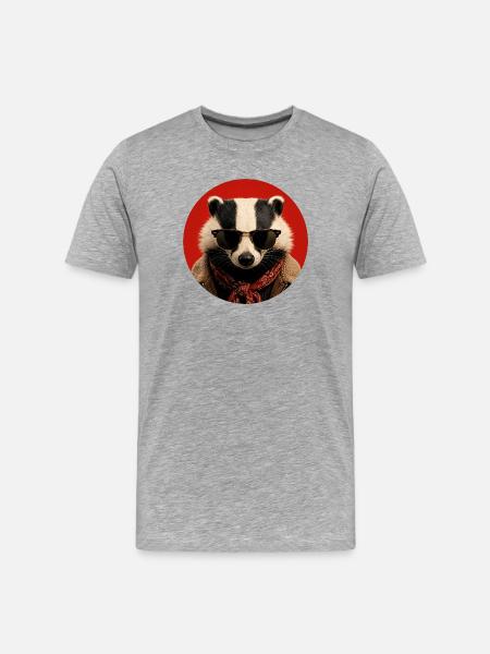 Stylischer Waschbär mit Sonnenbrille - Männer Premium Bio T-Shirt - Grau meliert