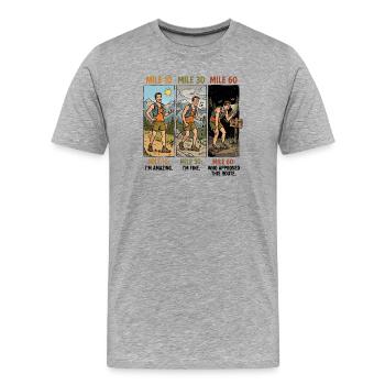 Ultramarathon 100 Miles Trail Runner - T-shirt bio Premium Homme - gris chiné - Devant - Damien (186cm)