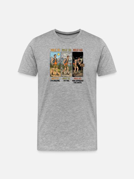 Ultramarathon 100 Meilen Trailrunner - Männer Premium Bio T-Shirt - Grau meliert