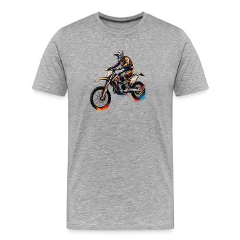 Farbexplosion Motocross Action - Männer Premium Bio T-Shirt - Grau meliert - Vorne - Damien (186cm)