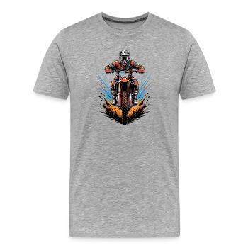 Graphique d’attaque frontale du motard - T-shirt bio Premium Homme - gris chiné - Devant - Damien (186cm)