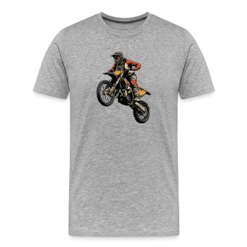 Sauteurs de motocross - T-shirt bio Premium Homme - gris chiné - Devant - Damien (186cm)