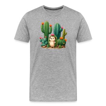 Amis cactus Hérissons dans le paradis du désert - T-shirt bio Premium Homme - gris chiné - Devant - Damien (186cm)