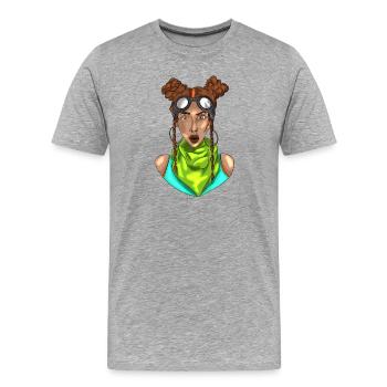 Aventurière goggles néon - T-shirt bio Premium Homme - gris chiné - Devant - Damien (186cm)
