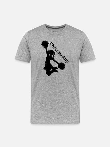 Cheerleading Silhouette mit Pompons - Männer Premium Bio T-Shirt - Grau meliert