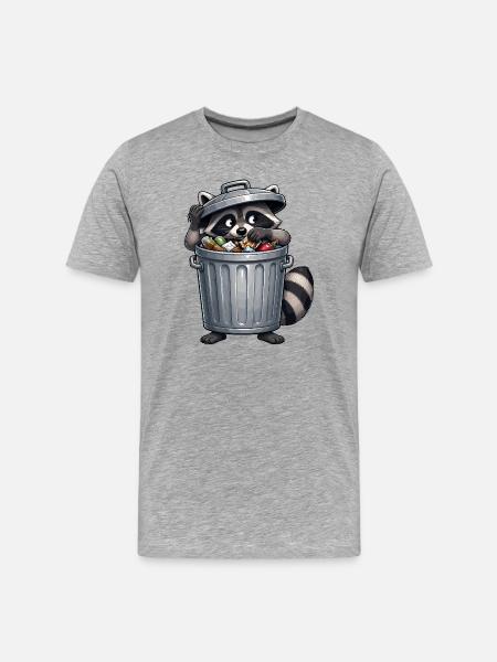 Waschbär im Abfalleimer: Recyclingheld - Männer Premium Bio T-Shirt - Grau meliert