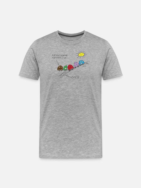 Entgleisender Gesichtszug - Männer Premium Bio T-Shirt - Grau meliert