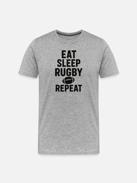 Eat Sleep Rugby Repeat - Männer Premium Bio T-Shirt - Grau meliert