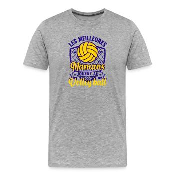 Meilleures Mamans Jouent Au Volley-Ball - T-shirt bio Premium Homme - gris chiné - Devant - Damien (186cm)
