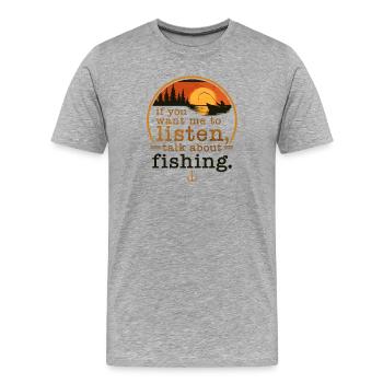 Angler Spruch Angeln Humor Fishing Geschenkidee - Männer Premium Bio T-Shirt - Grau meliert - Vorne - Damien (186cm)