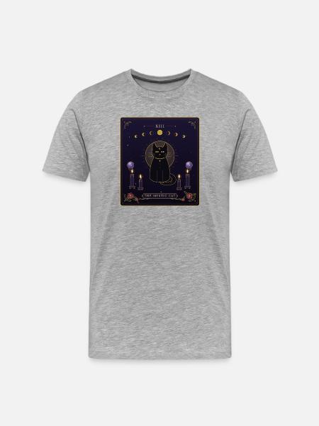 Mystic Cat Tarot Night - Men's Premium Organic T-Shirt - heather grey
