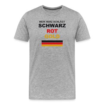 Schwarz Rot Gold - Männer Premium Bio T-Shirt - Grau meliert - Vorne - Damien (186cm)